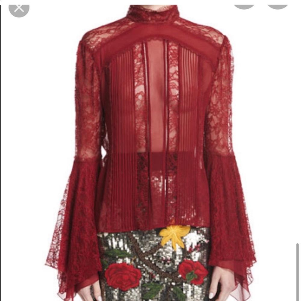 Alice and Olivia Red lace shirt